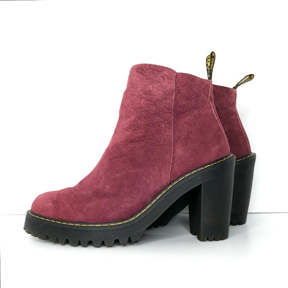 Dr Martens Magdalena Suede Leather Burgundy Ankle Zip Boots Women’s 11 Shoes - Picture 3 of 13